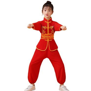 Sunnyoo Kids' Chinese Kung Fu Uniform - Traditional Martial Arts Training Suit for Tai Chi & Wushu Performances