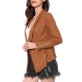 thumbnail image 4 of INSPIRE CHIC Veste en Faux Suède pour Femme à Manches Longues, devant Drapé, Vestes de Moto, 4 of 6