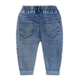 thumbnail image 2 of KIDSCOOL SPACE Toddler Little Kids Ripped Holes Elastic Waist Band Denim Jeans Pants, 2 of 6