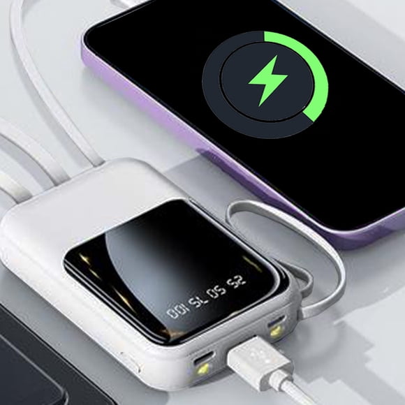 TopLLC Compact Digital Display Portable Mobile Power 10000 MAh High-capacity Self-cord Charging Treasure mobile charging device
