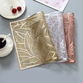 thumbnail image 4 of Oleegame 1PC Placemat Creative Rectangle PVC Placemat with Gold Foil, Heat- and Leaf-shaped Design, Perfect for Dining Table, Tea Cup, Western-style Dinner Mat Silver, 4 of 8