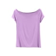thumbnail image 2 of TACILIP Pyjamas pour Femmes Manches Cap Été Hauts Col Bateau T-Shirts Tenues Mode Vêtements de Nuit, 2 of 7