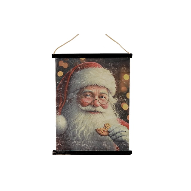 Suspension Murale En Papier Froissé (Père Noël Avec Un Biscuit)