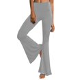 thumbnail image 1 of Pantalon Décontracté pour Femmes, Uni, Longueur Sport, Jambe Évasée, Taille Haute, 1 of 6