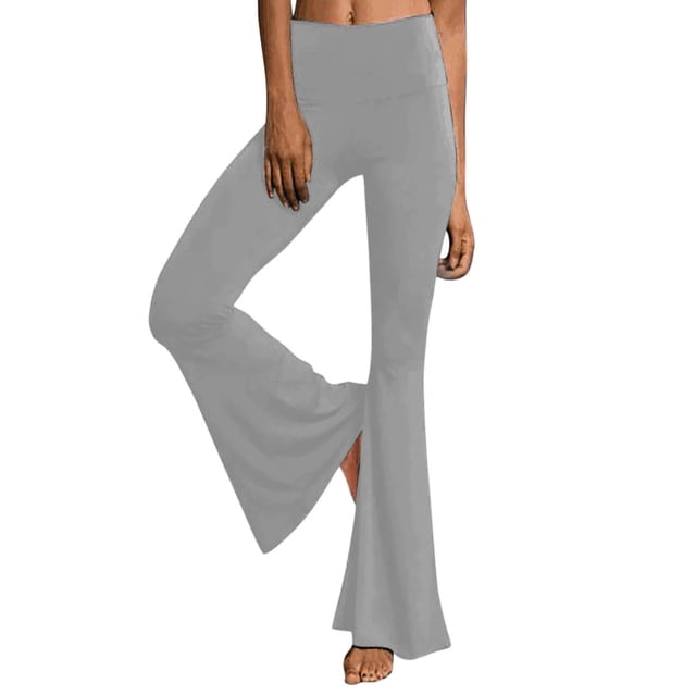 Pantalon Décontracté pour Femmes, Uni, Longueur Sport, Jambe Évasée, Taille Haute