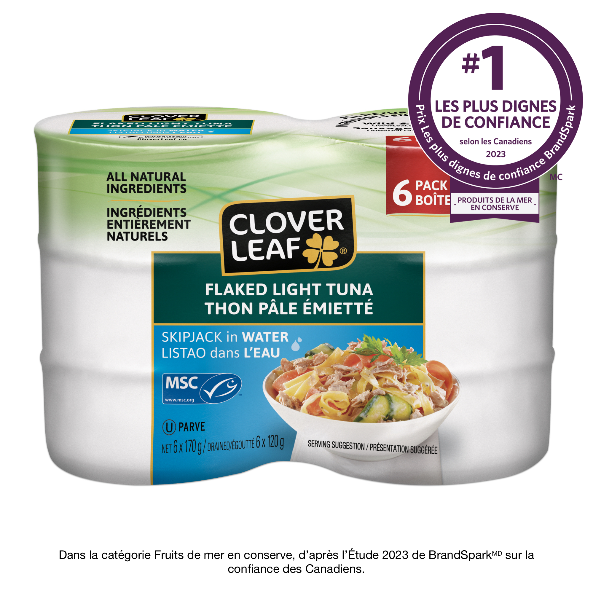 Clover LEAF® Flaked Light Tuna Skipjack in Water (6 Cans)