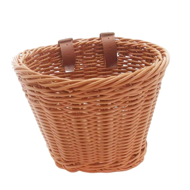 Almencla Kids Bike Basket Front Handlebar Basket Handwoven Multi Purpose Fits Most Bikes Brown