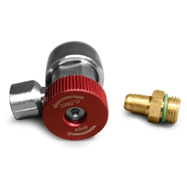 Duracool R134a Connexion rapide professionnelle haut côté. Réglage manuel pour le port de service 134a. Fixation de tuyau évasé SAE M de 1/4 pouces.