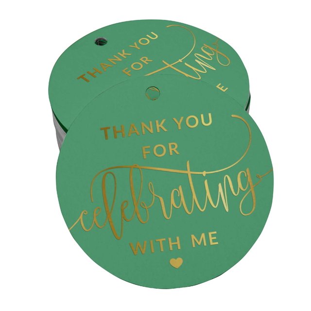 Inkdotpot Pack Of 100 Real Gold Foil Paper Tags Thank You For Celebrating With Me Birthday Favor Hang Tags