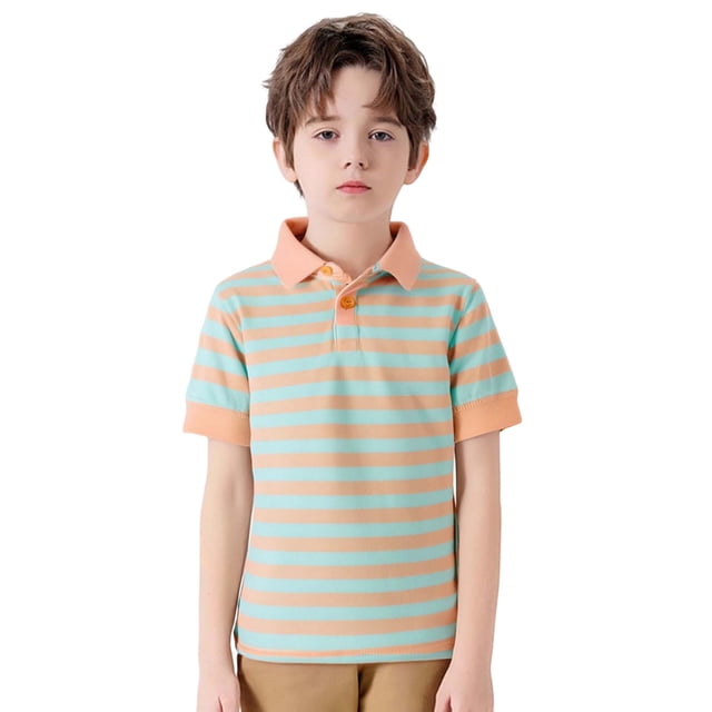 Polo pour Garçons à Rayures Chemises d'Uniforme pour Garçons Chemises de Rugby Polos à Manches Courtes 4-5 Ans Mode Garçons