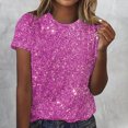 thumbnail image 2 of Amzcrzy Hauts pour Femmes T-Shirts Décontractés à Manches Courtes Hauts d'Été Mode Col Rond Hauts à Sequins pour Femmes Confort Polyvalent Hauts de Sortie Blouses, 2 of 4