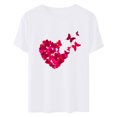 thumbnail image 4 of Meichang T-Shirts de la Saint-Valentin pour Femmes Imprimé Cœur Manches Courtes Col Rond Pull Ample Décontracté Tops de Vacances, 4 of 6