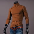 thumbnail image 4 of YONGHS T-Shirt à Col Roulé Thermique de Base pour Homme, Coupe Ajustée, Manches Longues, Chandail Décontracté, Café L, 4 of 5