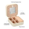 thumbnail image 3 of Unique Bargains Travel Jewelry Case, Small Jewelry Organizer Portable Mini Jewelry Box with Mirror Square Style 1, Beige, 3 of 5
