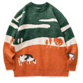thumbnail image 1 of RKSTN Chandail pour Homme Mode d'Automne Vache Vintage Surdimensionné Manches Longues Col Rond Chandail Tricoté Chandail Décontracté Ample Chandails, 1 of 1