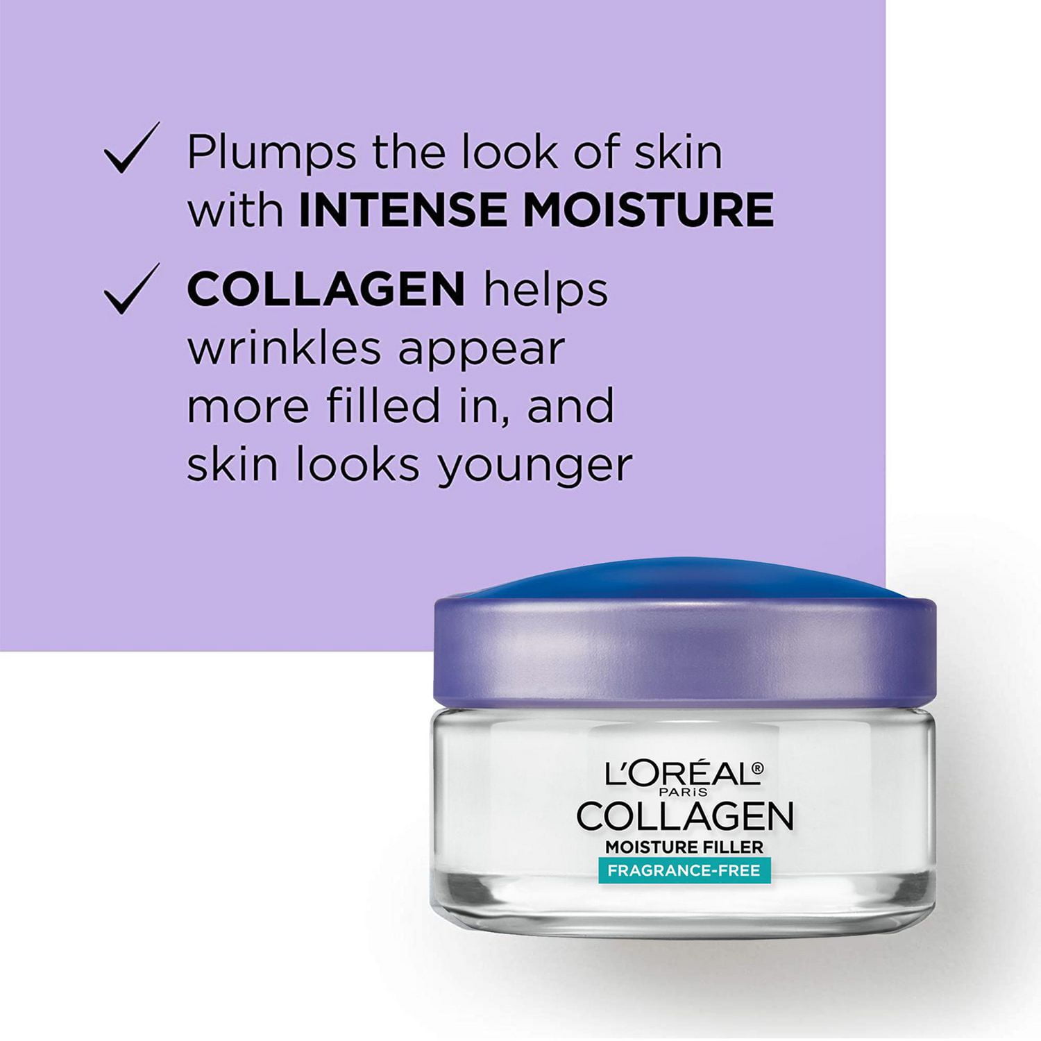 L'Oréal Paris Crème de jour hydratant anti-âge pour le visage avec collagène, sans parfum, 50mL