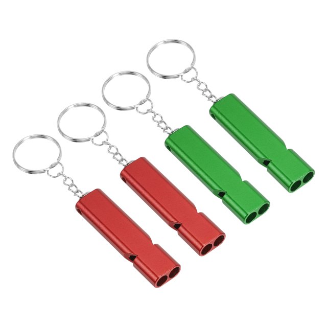 Unique Bargains Sifflet de Survie, Lot de 4 Sifflets de Sécurité à Son Fort pour la Randonnée, Rouge, Vert