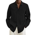 thumbnail image 1 of MesaSe Chemise à Manches Longues en Coton et Lin pour Hommes, Col Rabattu Ample, 1 of 6