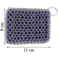 thumbnail image 2 of 2 Pack Cast Iron Scrubber 316 Stainless Steel with Silicone Insert Durable Flexible Chain Cleaner Cleaner for All Types of Griddles Pots Skillet Grills Kitchen Cookware BBQ Tools & Ovens (Blue*2), 2 of 7