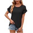 thumbnail image 1 of Dealovy Haut d'Été pour Femmes Décontracté Ample à Col Rond T-Shirts à Oeillets à Manches Courtes Tunique à Volants, 1 of 7