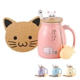 thumbnail image 1 of Cute Ceramic Cat Coffee Mug With Kitty Lid Infuser Cat Paw Spoon and Coaster Gifts for Cat Lover, 1 of 6