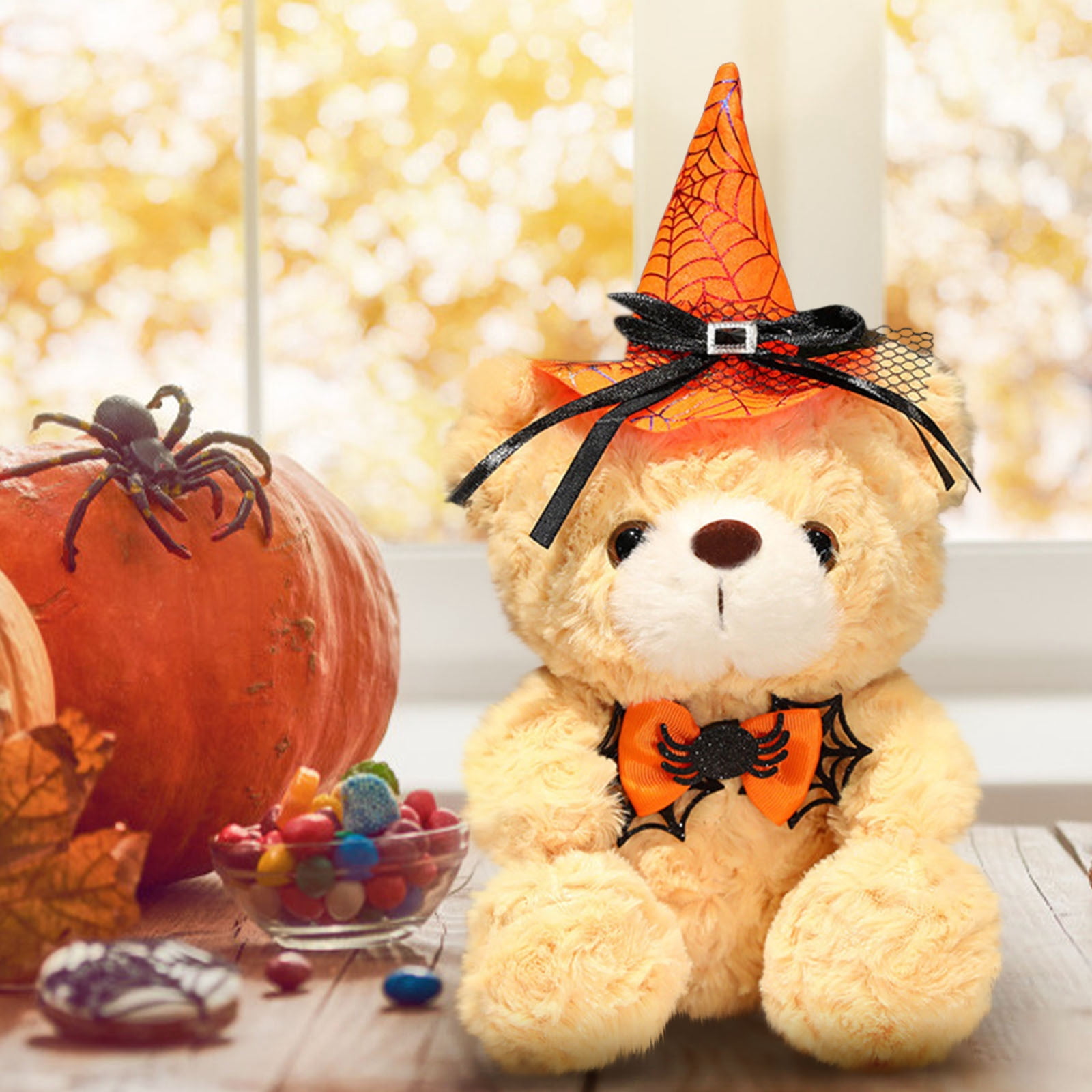 HWRETIE Plush Toys Clearance,Halloween Teddy Bear Doll,Hat Wearing Bear Doll