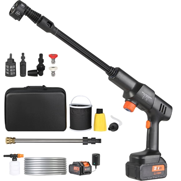 KFFKFF Cordless Pressure Washer, 652-PSI 1.0 GPM Portable Power Cleaner, Handheld High-Pressure Car Washer Gun with 4.0Ah Battery, Charger, 6-in-1 Nozzle