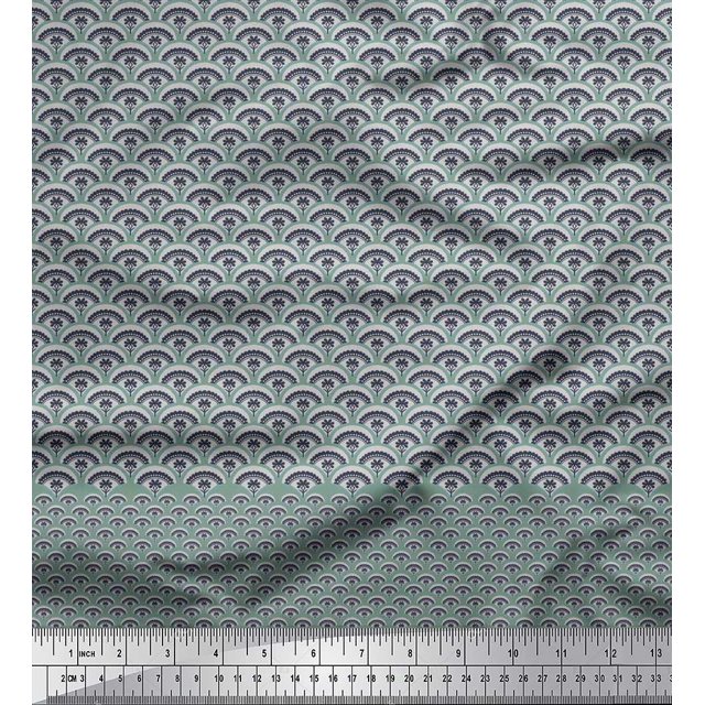 Soimoi Rayon Fabric Artistic Floral & Scale Geometric Fabric Prints by Yard 56 Inch Wide