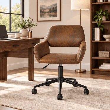 Homy Casa Office Chair with Swivel, Adjustable Height Ergonomic Support, Set of 1, Brown