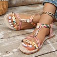 thumbnail image 3 of Bohemian Beach Dress Sandals for Women 2025 Summer Boho Braided Open Toe Flats Slingback Dressy Sandals, 3 of 6