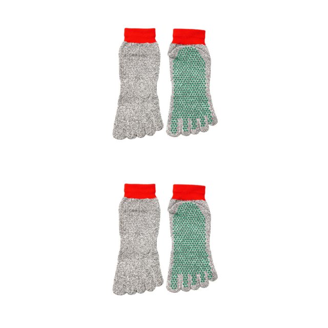 maskred Prevent Foot Injuries On Any Adventure With 5 Toe Cut Resistant Socks Grey Is Gray green red bind 2Set
