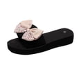 thumbnail image 2 of Styesk Womens Sandals New Summer Flip-flops Linen Floral Bow Flat Sandals, 2 of 8