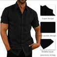 thumbnail image 2 of Mens Linen Short Sleeve Summer Solid Shirts Casual Loose Button Down Dress Soft Tee Tops, 2 of 6