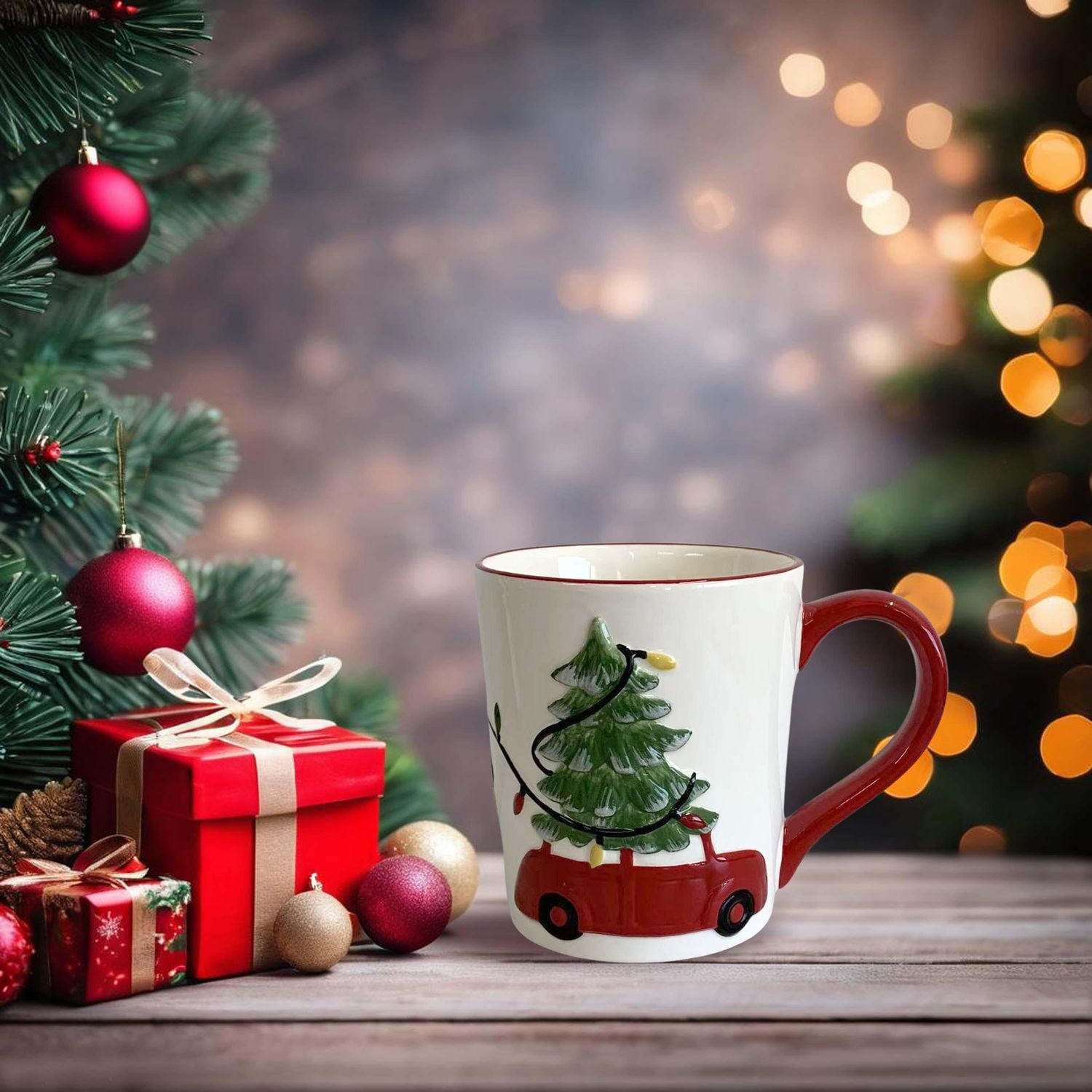 Holiday Time Tasse en céramique voiture/arbre 14,5 oz