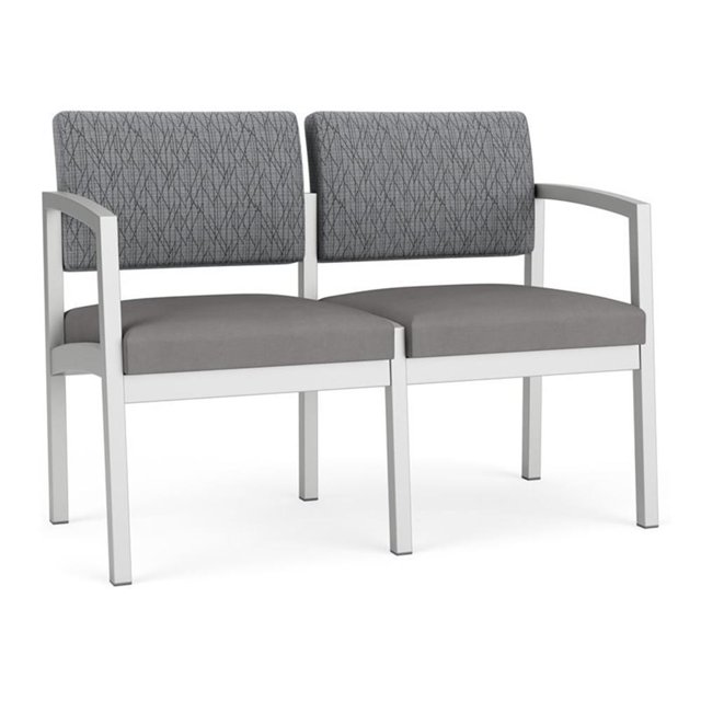 Lenox Steel Reception Waiting Room Loveseat / Silver Steel / Gray / Gray