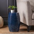 thumbnail image 4 of Lace Cut Iron Side Table,Patio Garden Stool Coffee End Table Nightstand for Small Spaces,Living Room,Front Porch,Poolside,Dark Blue, 4 of 8