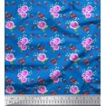 thumbnail image 1 of Soimoi Tissu Crêpe Polyester à Pois, Feuilles & Roses Imprimé Floral au Mètre 52 Pouces de Large, 1 of 3