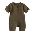 thumbnail image 1 of ZAXARRA Newborn Baby Short Sleeve Jumpsuit Solid Color Knit Rib O Neck Button Romper, 1 of 4