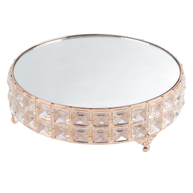Crystal Miroir Gâteau Support Rack Mariage Dessert Cupcake Pan Gâteau Présentoir Plateau Table Décorround
