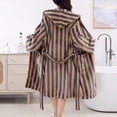 thumbnail image 4 of Plush Soft Hooded Robes for Women, Striped Printed Fleece Womens Robe Cozy Warm Bathrobe Luxury Hotel Spa Robe, 4 of 5