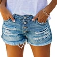 thumbnail image 1 of Womens Fashionable And Versatile Straight Leg Pants With Star Print High Waisted Tassel Denim Shorts, 1 of 6