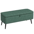 thumbnail image 1 of HOMCOM Banc Ottoman de Rangement, Repose-Pieds en Tissu de Lin Vert Foncé, 1 of 10