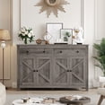 thumbnail image 2 of Homfa Buffet Bahut de Cuisine 55 Pieds', Armoire de Rangement Style Ferme à 4 Portes et 2 Tiroirs avec Tablettes Ajustables, Gris, 2 of 7