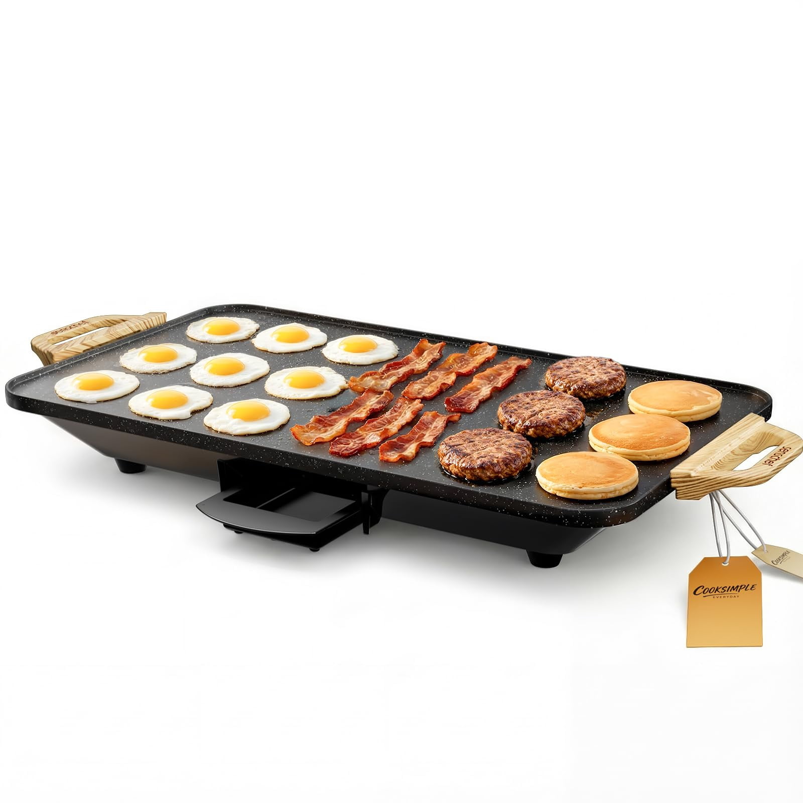 SENSCHEF CookSimple Everyday 20"x12" Electric Griddle–1700W Nonstick ILAG Granite Surface, Large Flat Design, Perfect for Family Meals, Pancake