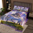 thumbnail image 2 of Erosebridal Magic Unicorn Coverlet Set King, Castle Waterfall Rainbow Bedding Set, Fairy Tale Room Decor 3-Piece, 2 of 5