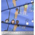 thumbnail image 3 of Soimoi Blue Velvet Fabric Street Lamp Human Figure Print Fabric by Yard 58 Inch Wide, 3 of 5