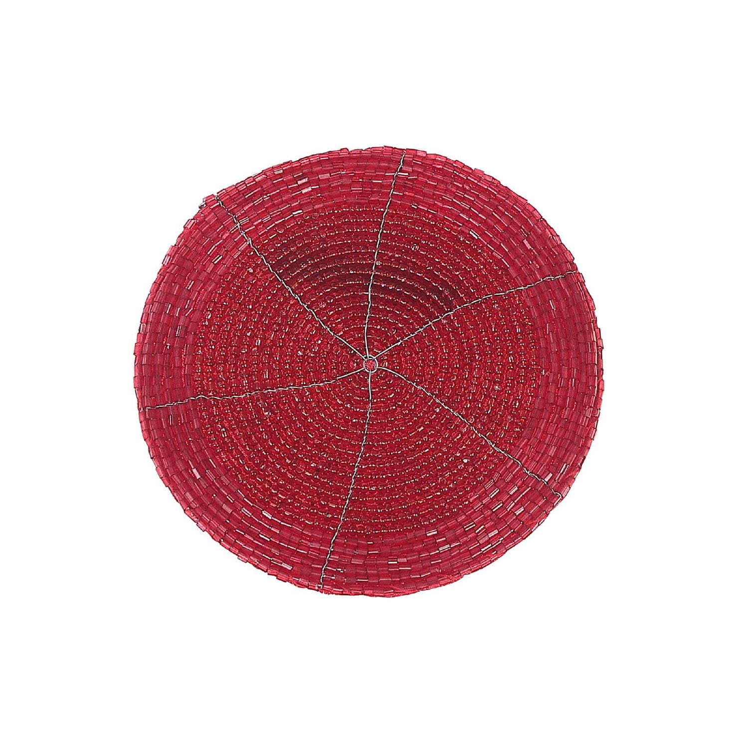 Christmas Perlé Rond Rond Rouge - Ensemble De 6