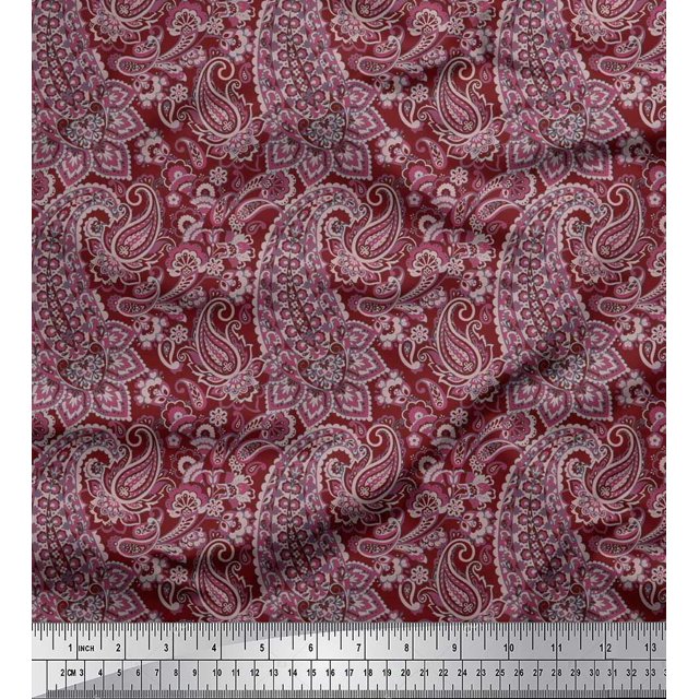 Soimoi Poly Georgette Fabric Artistic Paisley Print Fabric by The Yard 42 Inch Wide