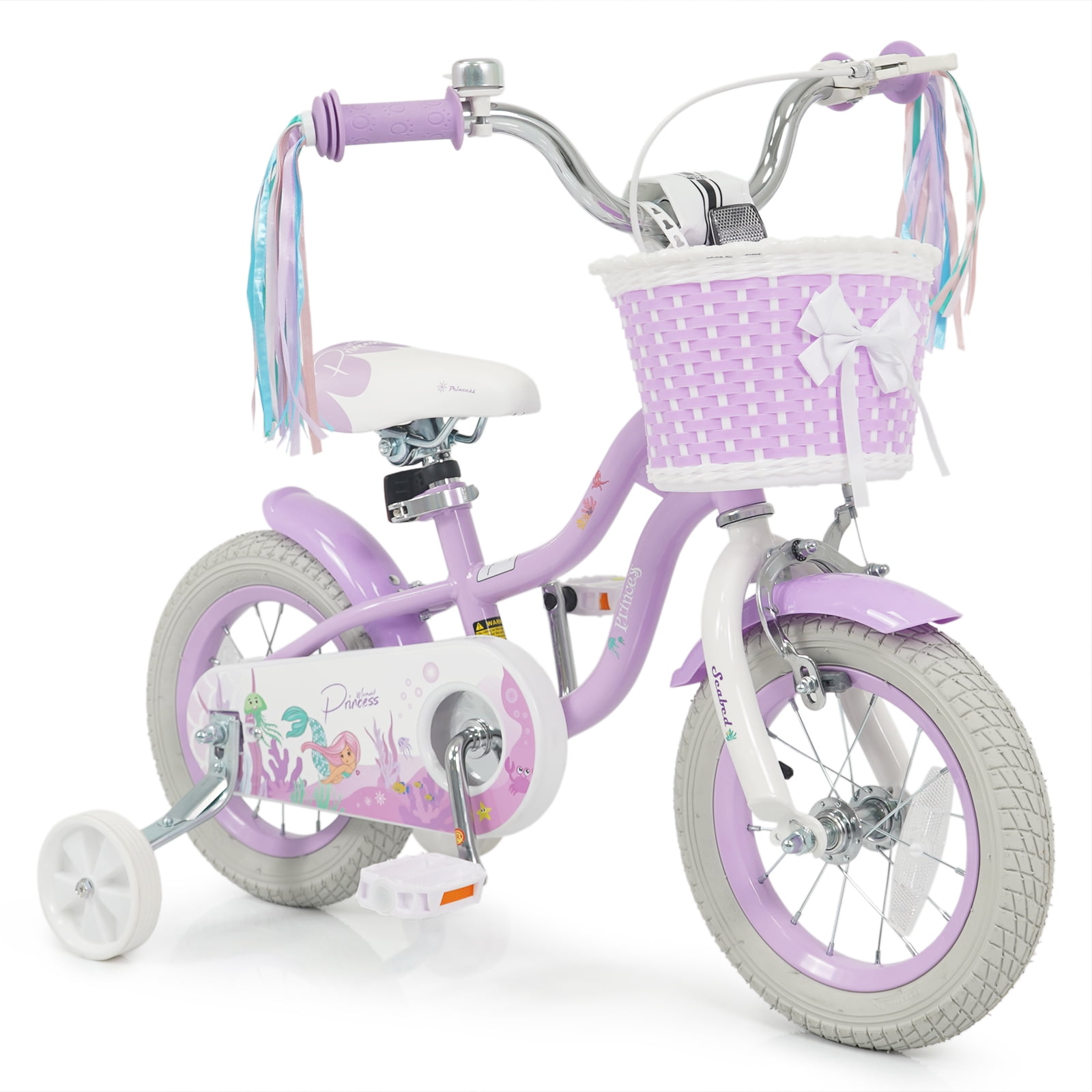 Gymax 12'' Kids Bike w/Training Wheels Hand Coaster Brakes Adjustable Seat Handlebar
