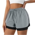 thumbnail image 1 of Plebaso Women's 2 in 1 Running Shorts Elastic Waist Drawstring Athletic Shorts Lightweight Workout Shorts, 1 of 6